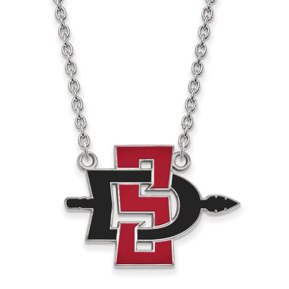 10k White Gold San Diego State Large Pendant Necklace
